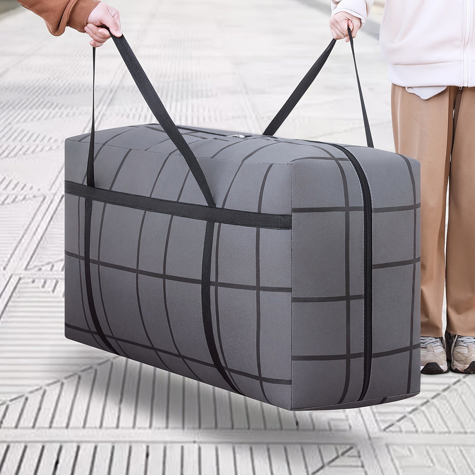 Black Non-Woven Storage Bag for Quilts Clothes Blankets and Toys