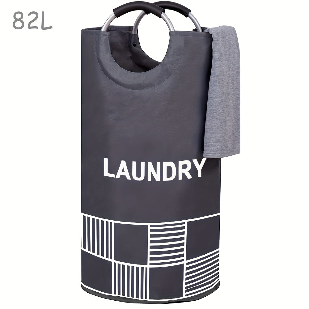 Waterproof Laundry Basket with Padded Handles 82L Collapsible Storage for Bathroom Dorm Balcony