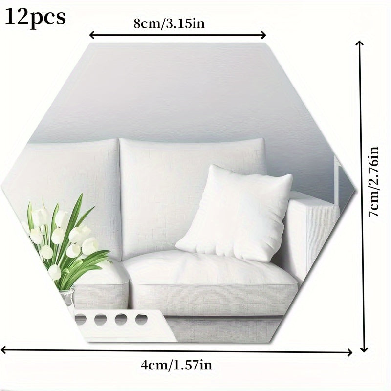 Hexagonal Mirror Wall Stickers Self-Adhesive Acrylic Tiles for Living Room Bedroom Decor
