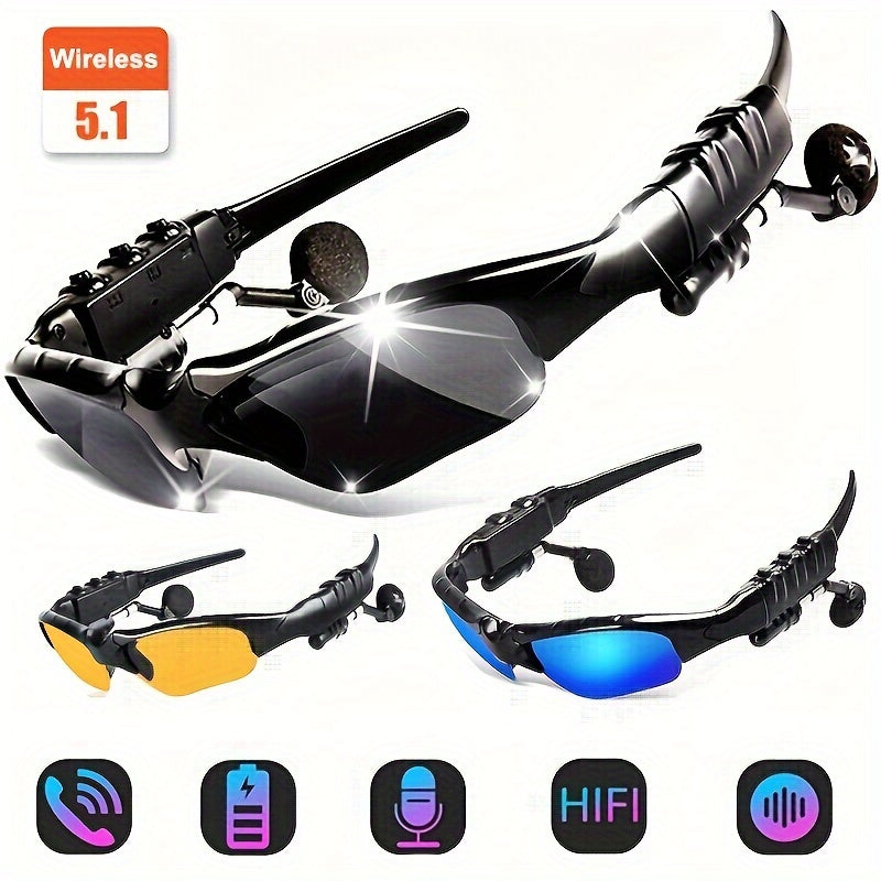 Wireless Polarized Smart Glasses with Built-in Mic and USB Rechargeable for Outdoor Sports and Driving