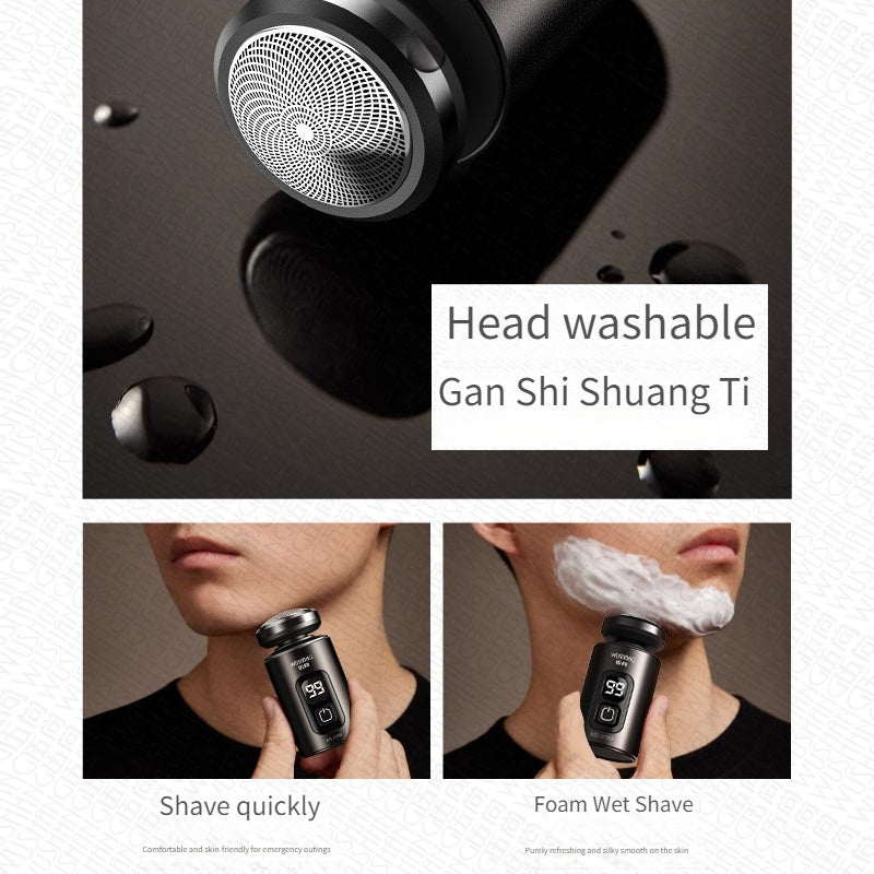 Afeitadora eléctrica portátil para hombres con resorte, recargable por USB, con pantalla LED