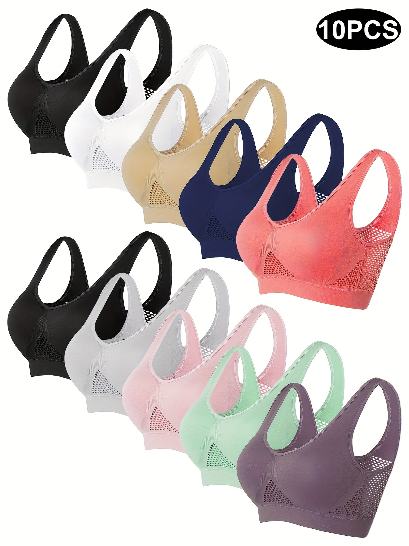 Plus Size Sports Bras Wire-Free Breathable Mesh Padded Yoga Running