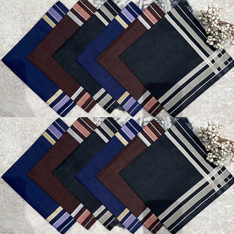 Juego de 12 pañuelos de tela oscuros para hombres, para bolsillos de traje y toallitas para el sudor