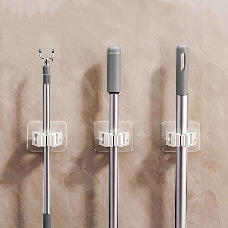 4-Piece Wall Organizer for Bathroom and Kitchen with Adhesive Hooks and Durable Plastic