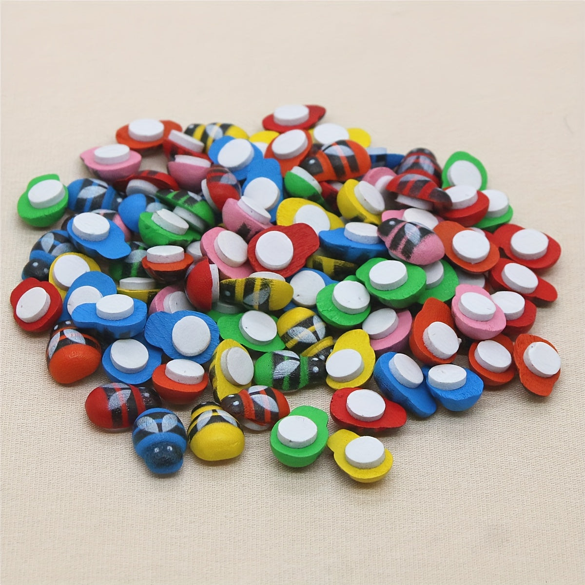 Набор декоративных аксессуаров из дерева ручной работы: божья коровка и пчела, 100 штук