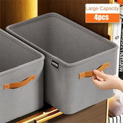 Gray Non-Woven Fabric Storage Bins with Handles for Clothes and Home Organization Set of 4