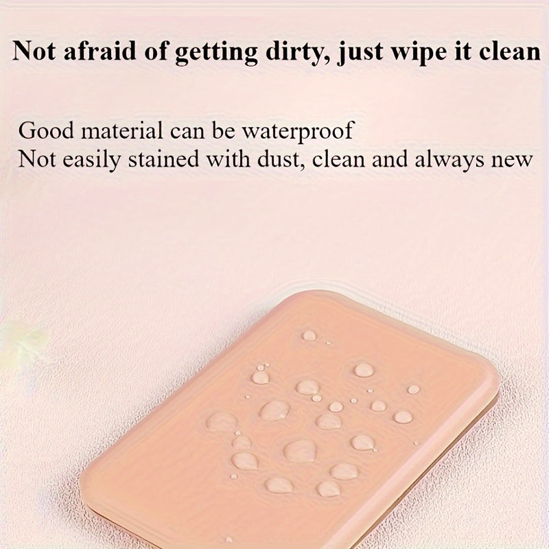 Espejo de maquillaje de mano plegable con espejo compacto de viaje de cuero PU de color sólido