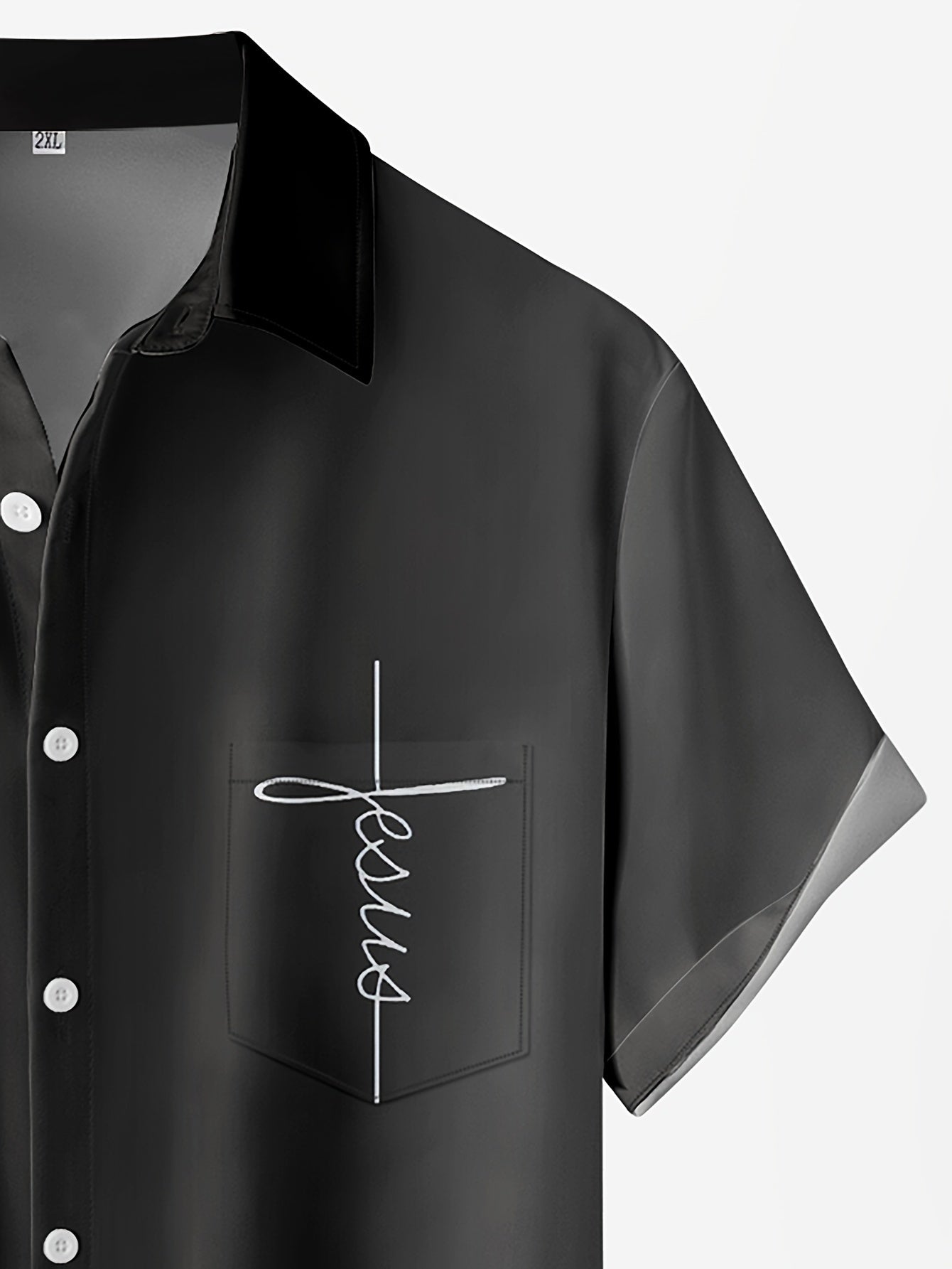 HANZUNPIN erkaklar uchun katta o'lchamdagi ko'ylak, 3D bosma, ko'krak cho'ntagi, yengil yaka, polyester, oddiy moslashuv, tugmachali yopish.