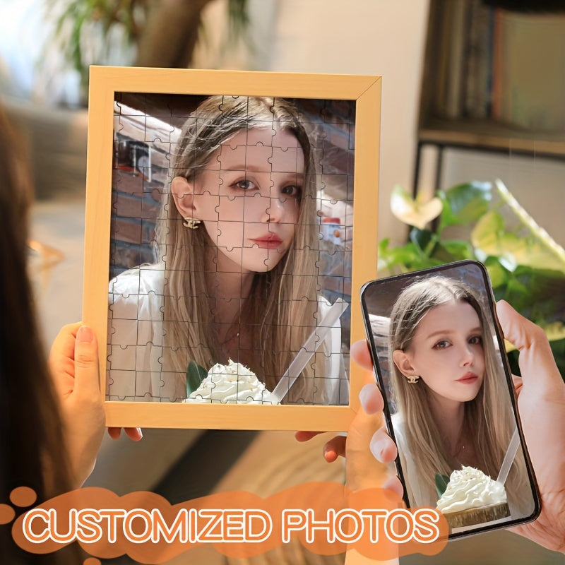 Custom Wooden Puzzle Frame for Photos DIY Building Blocks Gift for Anniversary or Home Decor