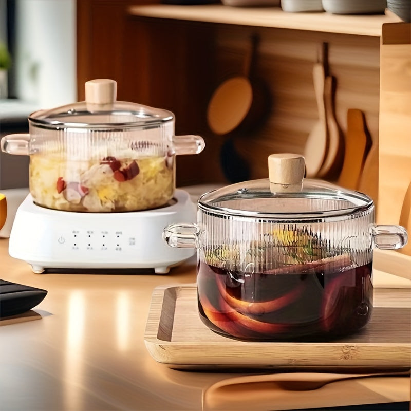 Shisha souspana, qopqog' bilan 1550ml, yuqori haroratga chidamli shaffof shisha, plita, mikroto'lqinli pech uchun xavfsiz