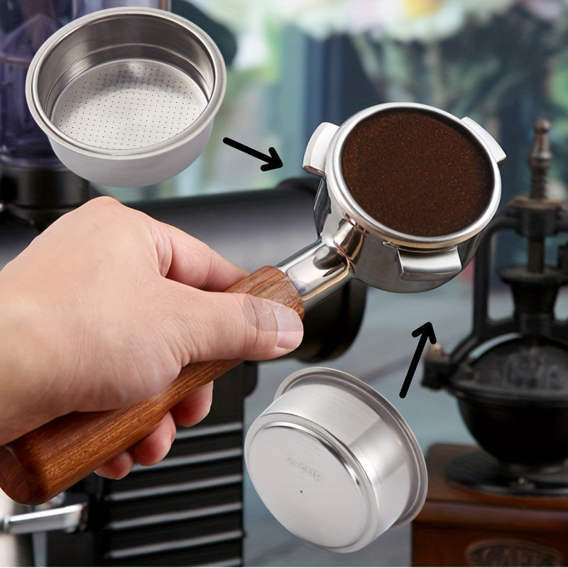 "Double Cup 2-in-1 zanglamas po'latdan yasalgan kukun idishi, ikki qatlamli bosim bilan, portafilter qahva mashinasi uchun qayta ishlatiladigan qahva filtr basketi - 51mm"