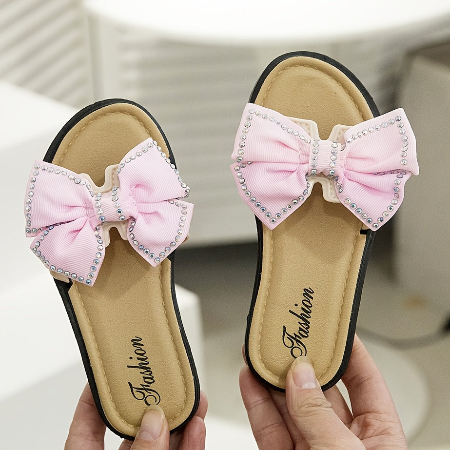 Girls Bow Sandals Lightweight Breathable Non-Slip Casual Shoes for Indoor Outdoor Beach Water Play