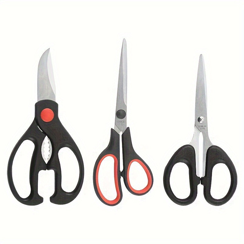 Set of 3 Stainless Steel Kitchen Shears for Cutting Meat Herbs and Tailoring