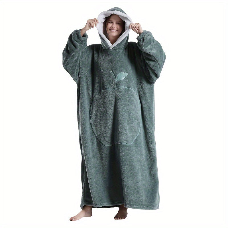 "Fransuzcha ilhomlangan dizayni bilan katta kapüşonli ko'ylak, zamonaviy olma cho'ntagi - kattalar va o'smirlar uchun qulay, issiq to'qilgan polyester tashqi kiyim - faqat qo'l bilan yuvish, aralash meva mavzusi"