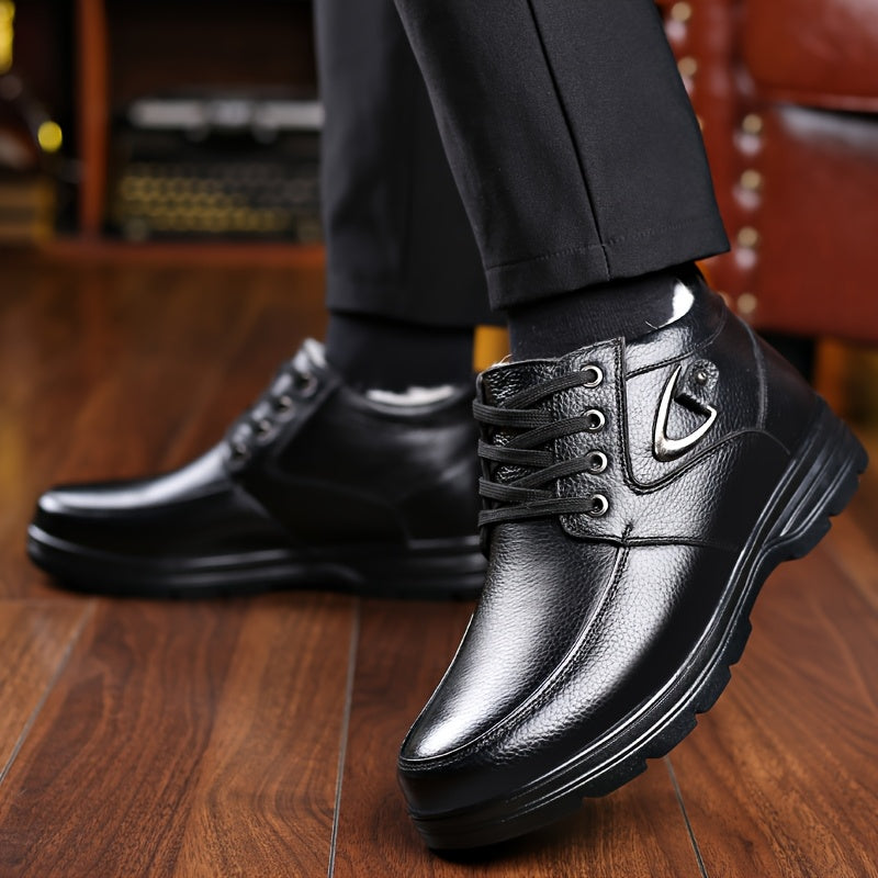 Men's Fleece-Lined Ankle Boots for Outdoor Activities Fall Winter Durable Rubber Sole