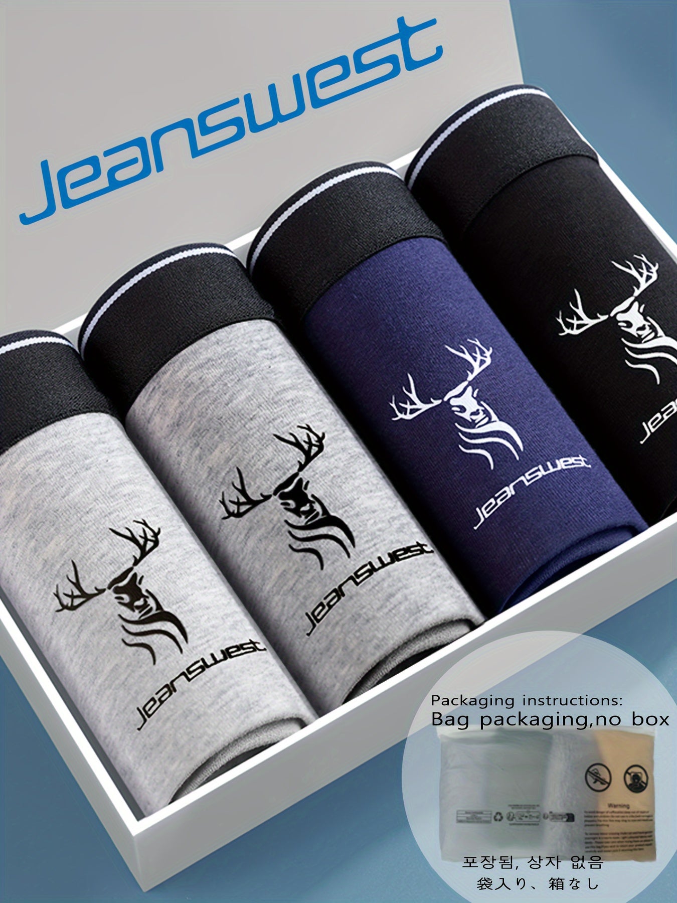 Men's Cotton Boxer Briefs 4-Pack Breathable Stretchy Print Underwear