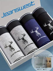 Men's Cotton Boxer Briefs 4-Pack Breathable Stretchy Print Underwear