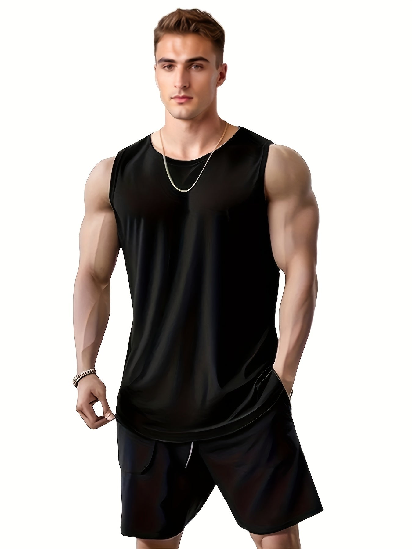 Set of 4 Men's Quick-Dry Athletic Tank Tops for Running and Training