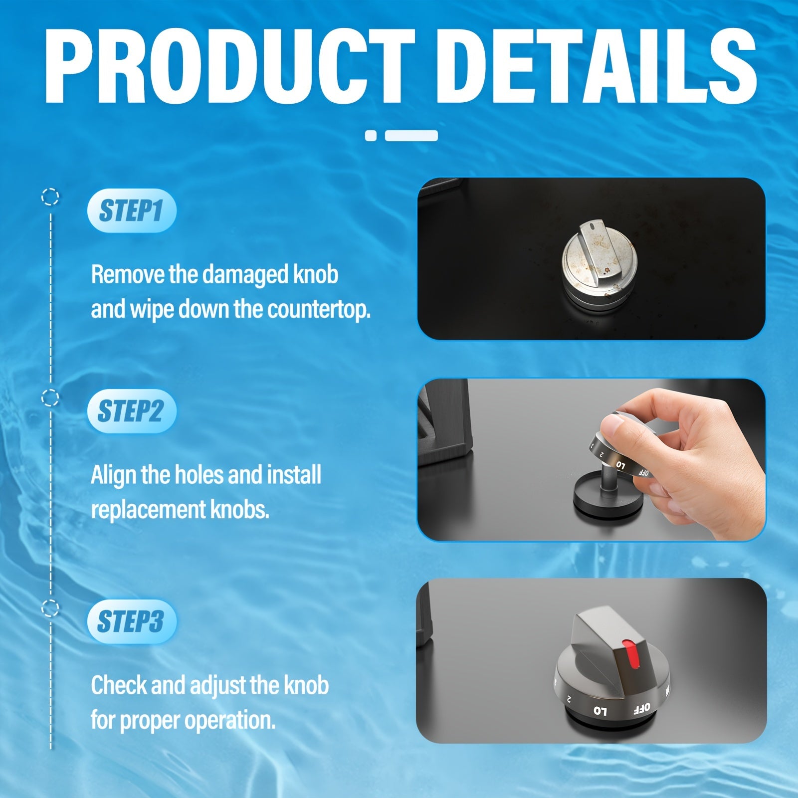 2-Pack Stainless Steel Gas Stove Knobs Compatible with NE/NX9000T Replacement Parts