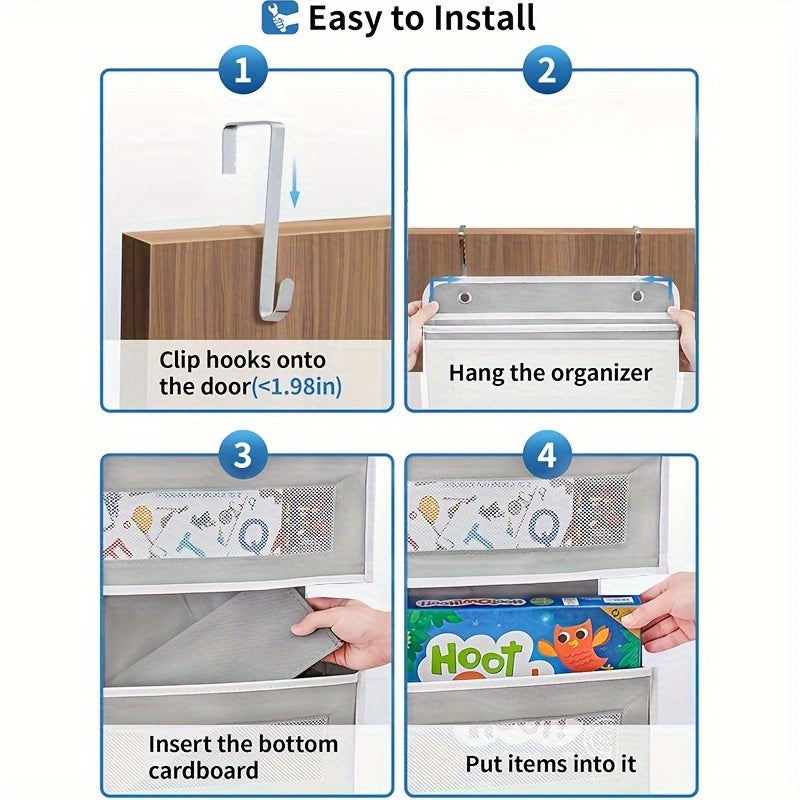 Katta tarmoqli osilgan tashkilotchi, kosmetika, o'yinchoqlar va saqlash uchun shaffof cho'ntaklar bilan