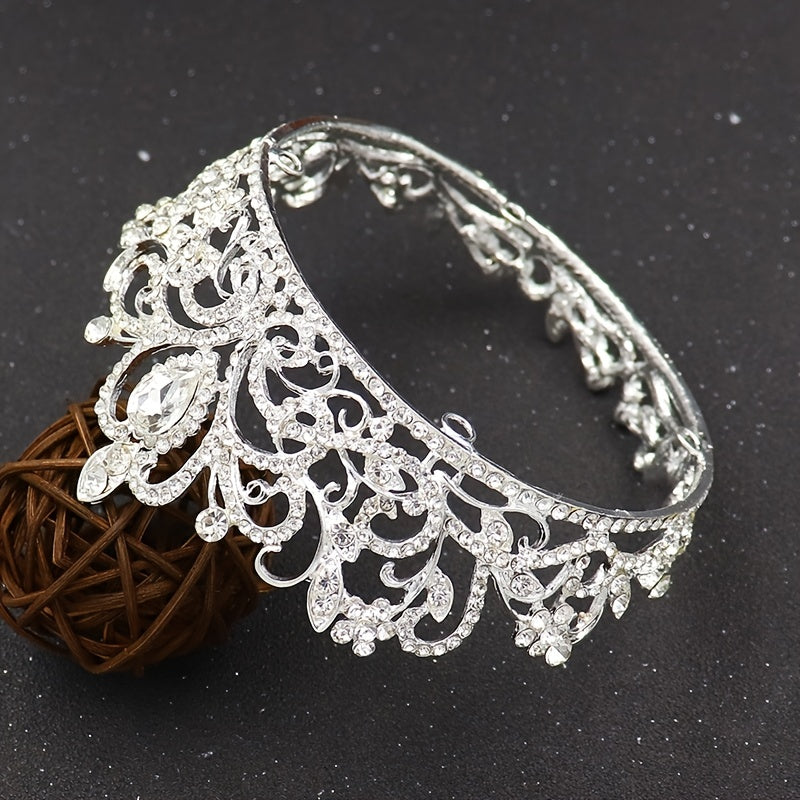 Gold and Silver Wedding Tiara Crystal Rhinestone Crown for Cake Topper Small Round Birthday Crown