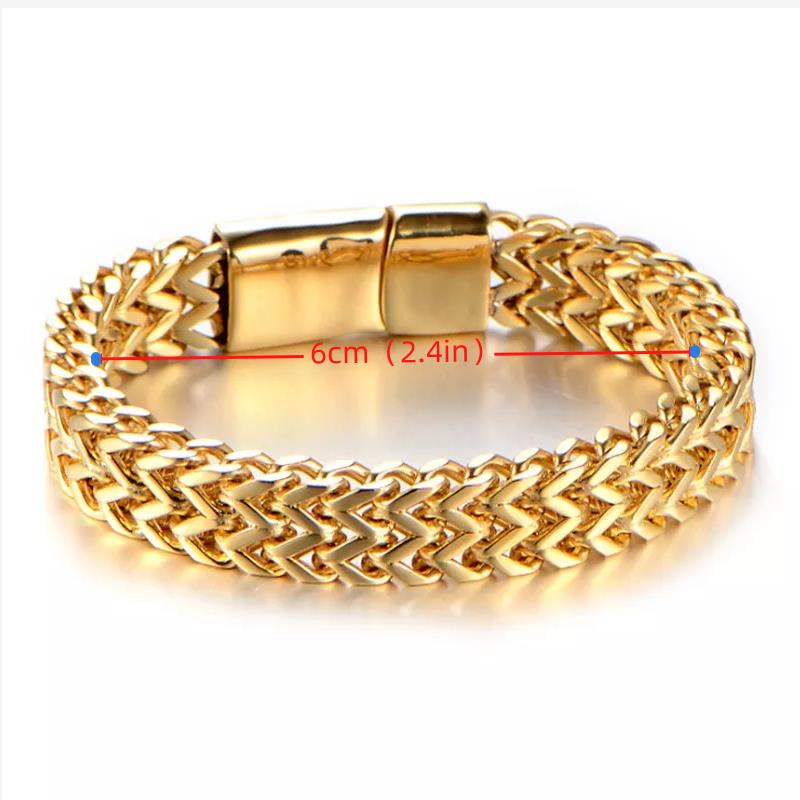 Men's Silver Stainless Steel Chain Bracelet with Magnetic Buckle for Casual Wear