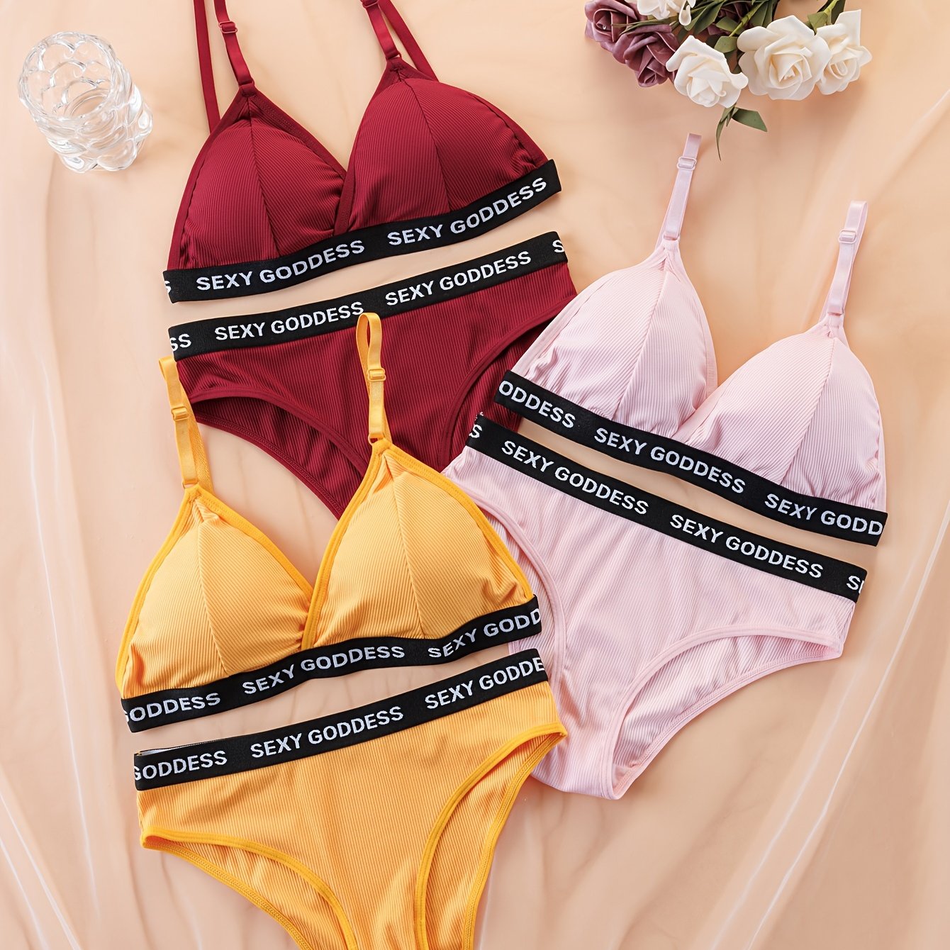 Women's Backless Lingerie Set with Removable Padding and High Support Briefs in Solid Colors