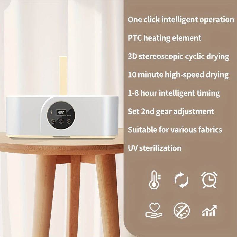 Foldable Clothes Dryer with UV Sterilization Quick Dry Space-Saving White and Gold