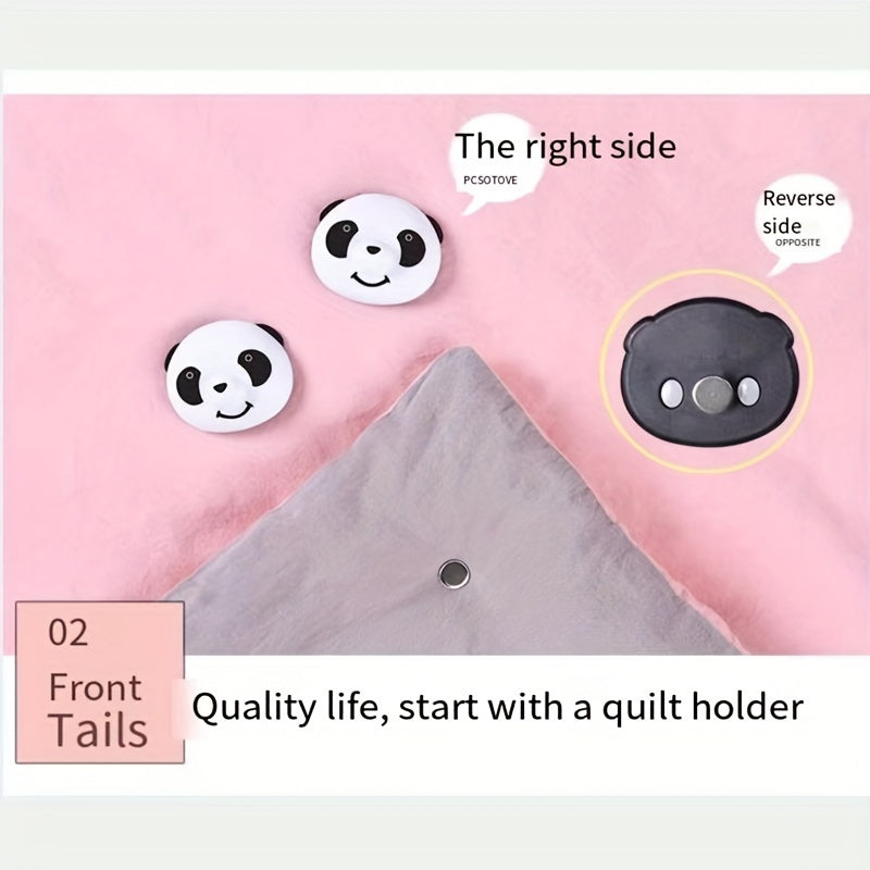 Black Panda Design Magnetic Duvet Cover Clips Reversible Bed Sheet Fasteners Non-Slip Quilt Holders