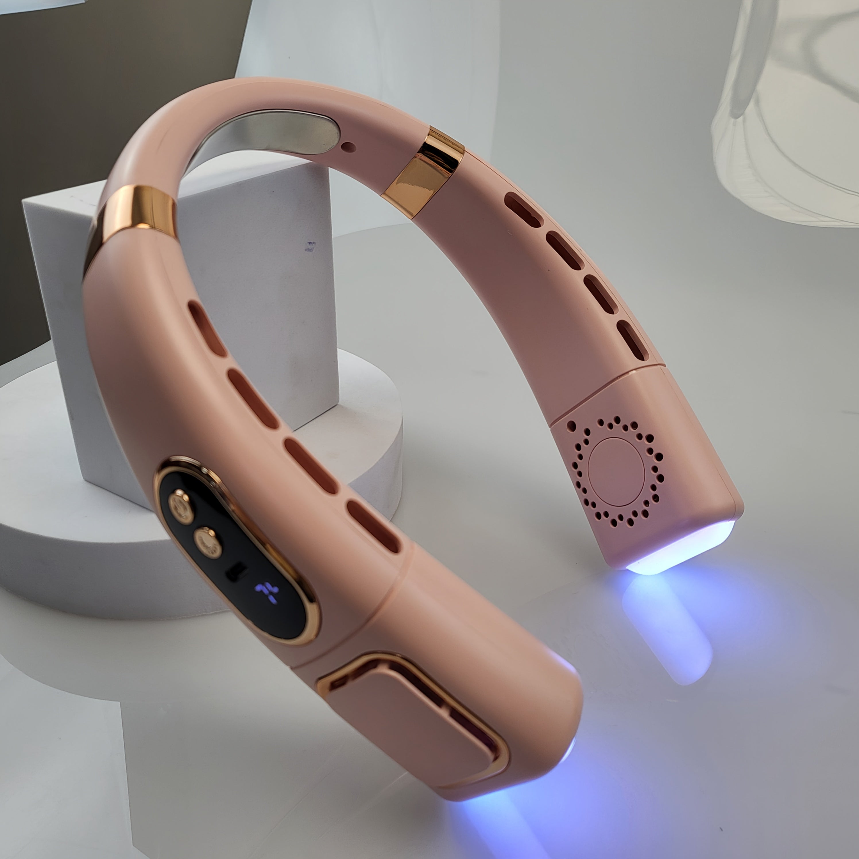 Portable Neck Fan with 5 Speeds, 360° Cooling, Rechargeable Battery