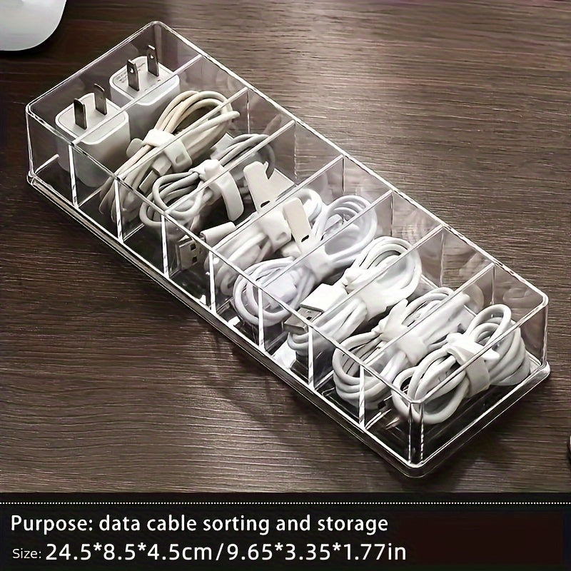 Plastic Desktop Cable Storage Box for Organizing Charging Cables in Bedroom Office Study