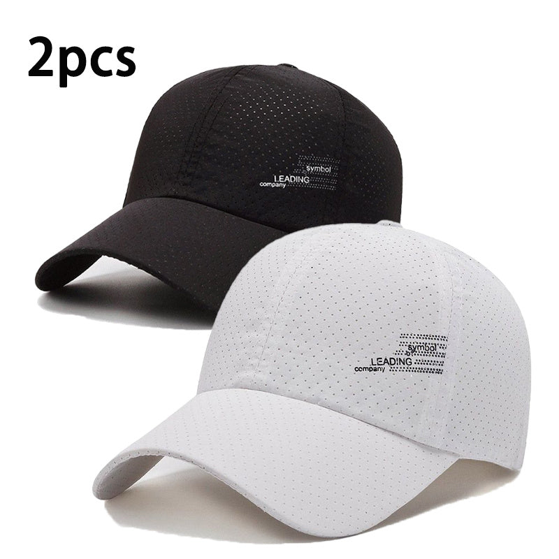 Unisex 2-Pack Quick-Dry Polyester Baseball Caps Sporty Alphabet Print for Spring Summer