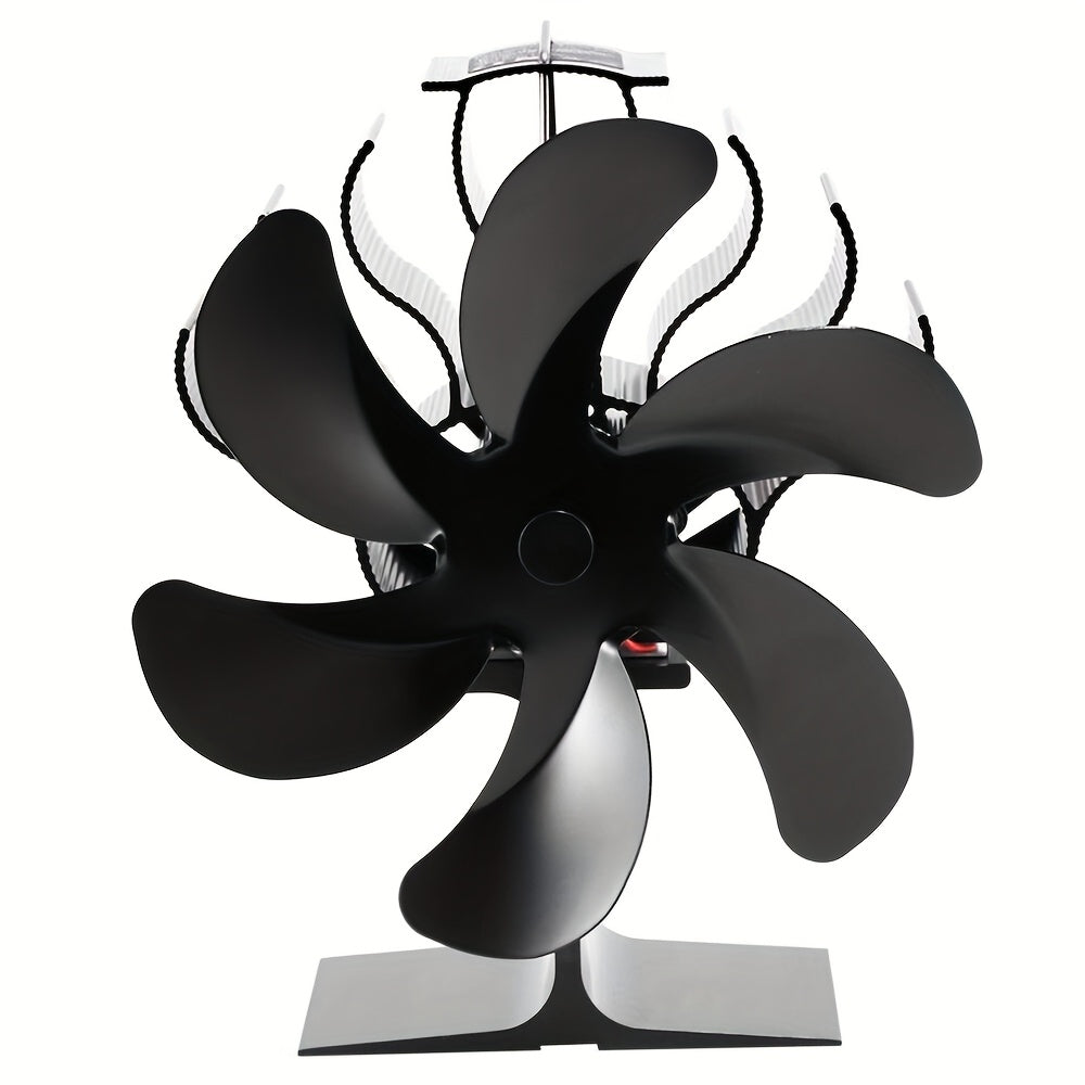 Wood Stove Fan with 6 Blades Heat-Powered No Electricity Needed for Firewood Gas Heating