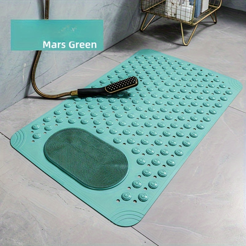 Alfombra de baño de PVC azul claro antideslizante con protuberancias de masaje para ducha y seguridad en el baño, de 0.8 cm de grosor