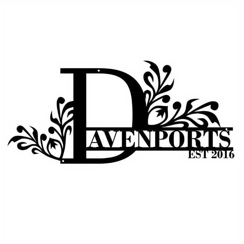 Personalized Metal Family Name Sign Custom Last Name and Date Outdoor Door Hanger