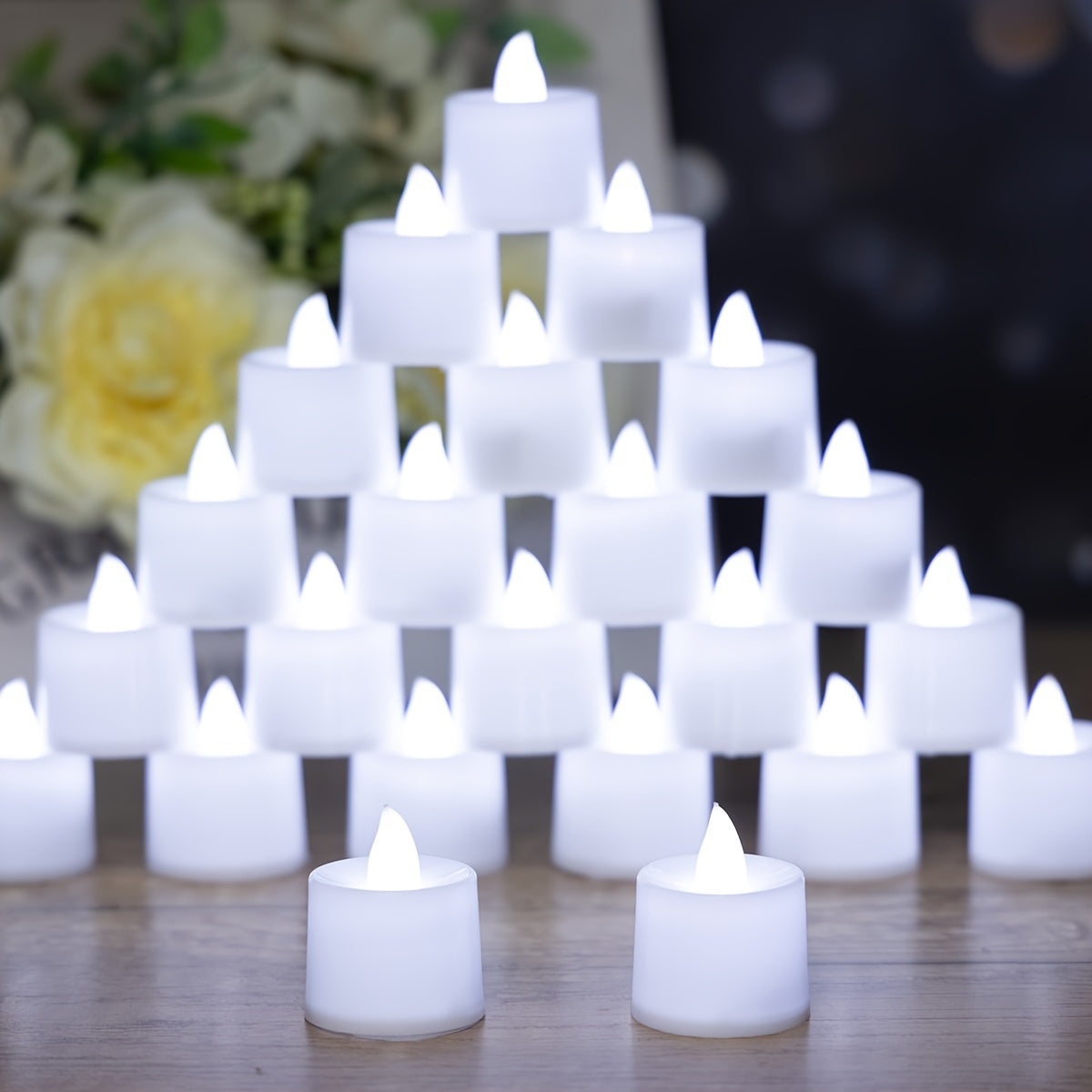 Set of 6 or 12 LED Electronic Candles for Weddings Home Decor Table Centerpieces White Warm White