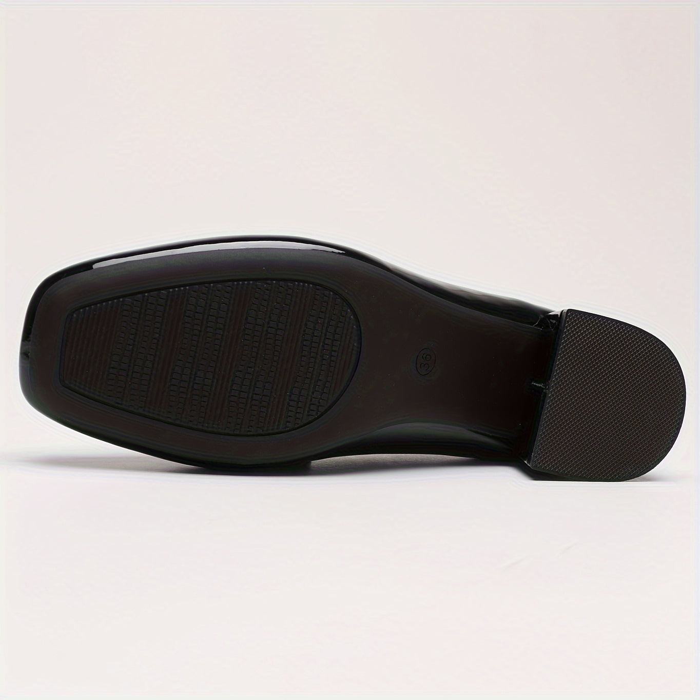 Women's Square Toe Penny Loafers with Chunky Heel and TPR Sole