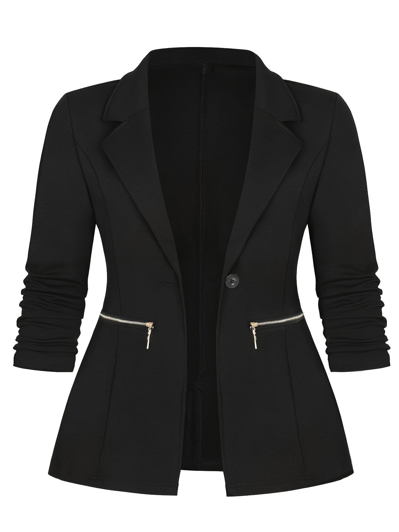 Women's Suit Jacket with Zipper Pockets and Lapel Collar Polyester Woven Spring Fall Elegant