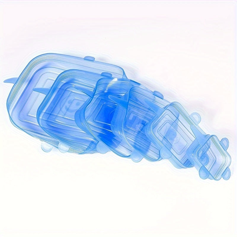 6 ta qayta ishlatiladigan silikon oziq-ovqat qoplanmalari to'plami, idishlar, plitalar va konteynerlar uchun