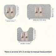 3-Piece Plush Coral Fleece Bath Mat Set Non-Slip Absorbent Modern Bathroom Accessories