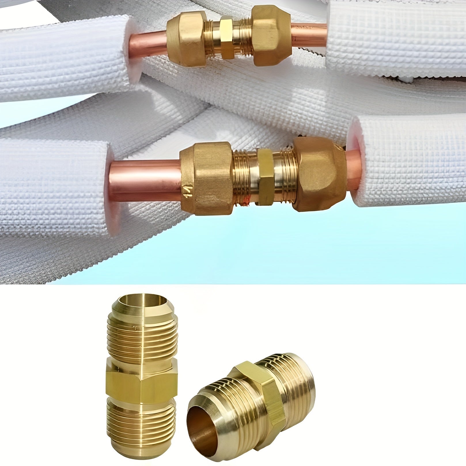 Brass Air Conditioning Copper Tube Adapter Female Male Flare Thread 1/4 3/8 1/2 5/8 3/4 Leak-Proof Joint