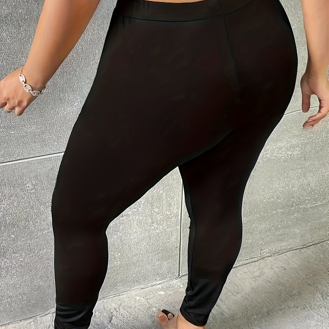 Women's Plus Size High-Waisted Stretch Leggings Black Comfortable Allseason Skinny Pants