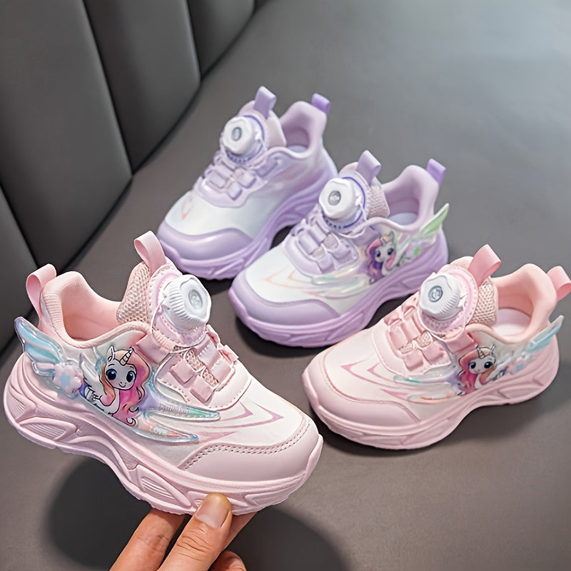 Pink Unicorn Cartoon Sneakers for Girls All-Season Cushioned Non-Slip Sole
