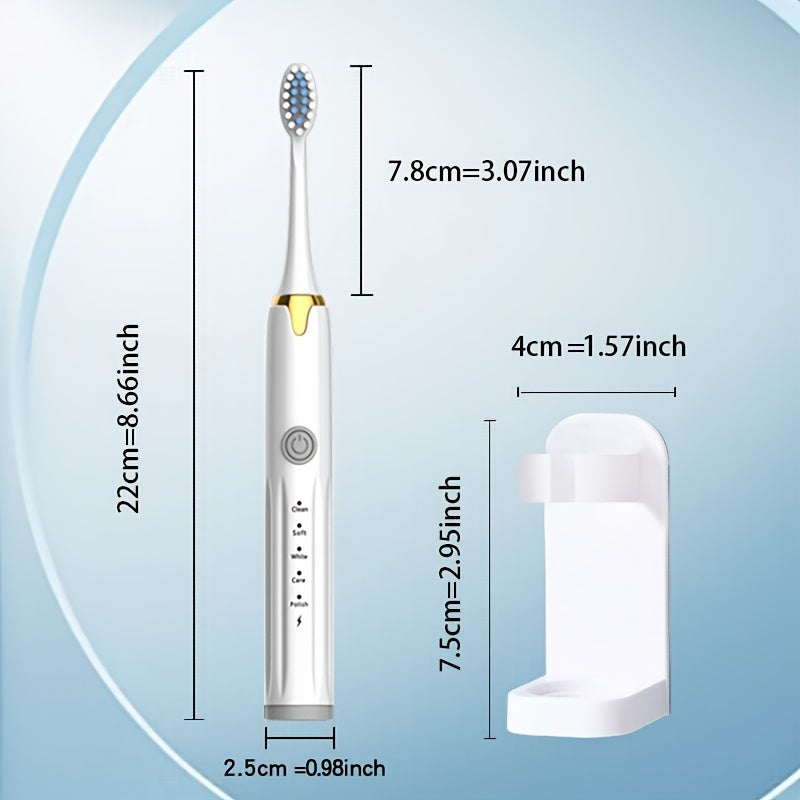 Electric Toothbrush Set 5-Speed Rechargeable with Ultra-Soft Replaceable Brush Heads for Daily Oral Care