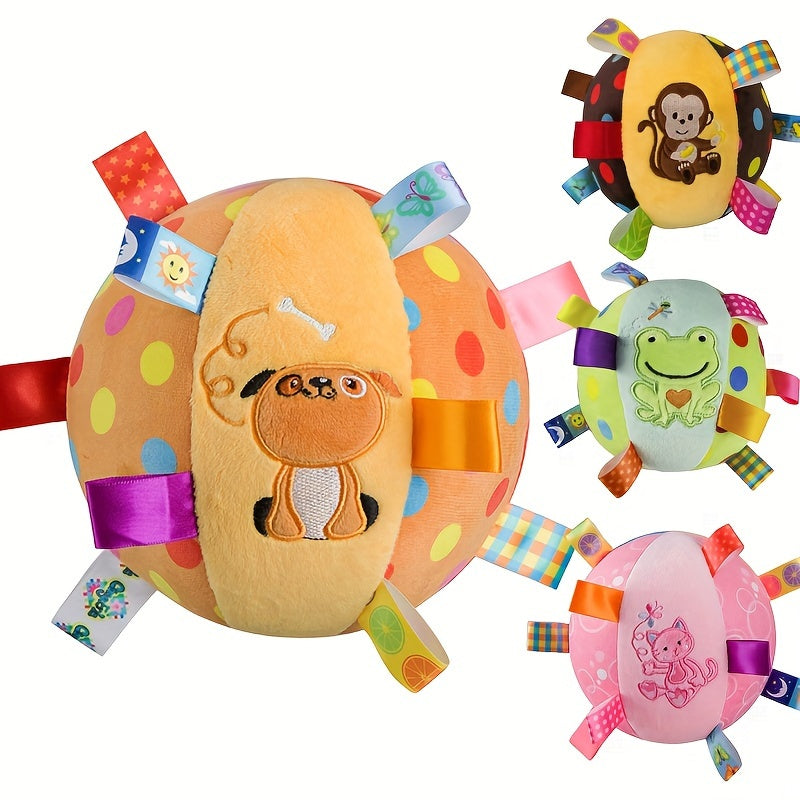 Plush Toy Ball with Rattle for Grip Exercise and Visual Play Suitable for Holiday Gifts