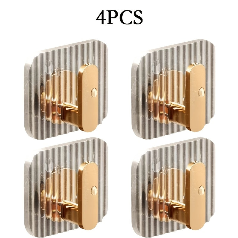 Acrylic Hooks Set of 4 Wall Mount Towel Rack Kitchen Utensil Hanger No-Drill