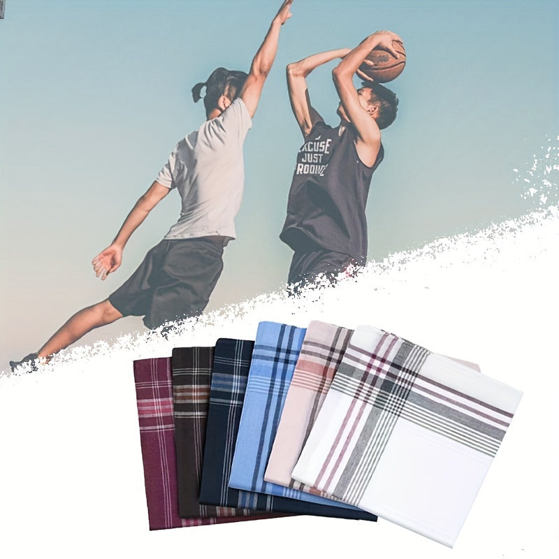 Set of 12 Men's Vintage Plaid Cotton Handkerchiefs Classic Style Hankies