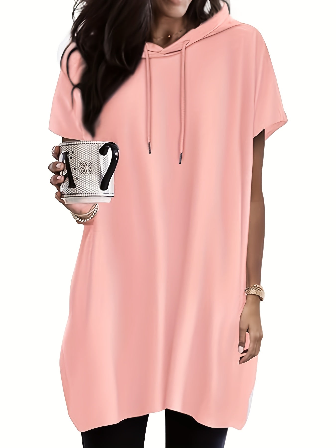 Женская футболка свободного кроя с коротким рукавом и карманами, легкий полиэстер-спандекс