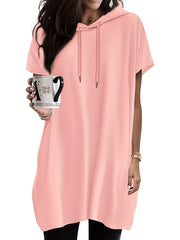 Женская футболка свободного кроя с коротким рукавом и карманами, легкий полиэстер-спандекс