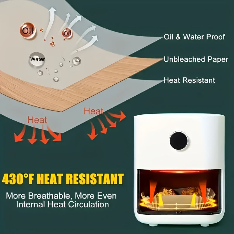 100 Parchment Paper Liners for Air Fryers Non-Stick Round Baking Sheets